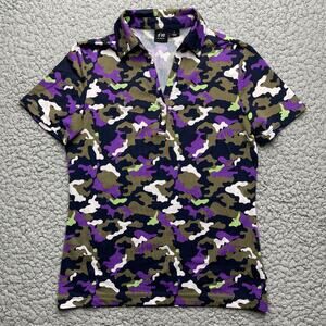 NVO Polo Shirt Womens Medium Short Sleeve Purple Camo Tennis Pickleball